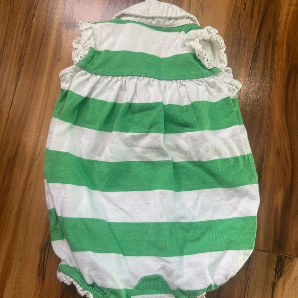 Ralph Lauren Green and White Striped Diaper Cover